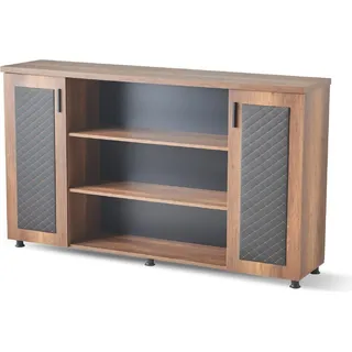 Arbeitszimmer-Set 3tlg Bürotisch Sideboard Kommode Stauraum Braun Schwarz