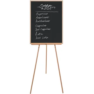 Bi-Office Basic Kreidetafel, 75x160cm, Nicht-magnetische Oberfläche, Kieferrahmen, Holzstruktur