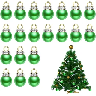 20 Stück Miniatur Deko Weihnachten Miniatur Wichtel Zubehör Weihnachten Mini Christbaumkugeln aus Kunststoff Mini Christbaumkugeln Weihnachtskugeln DIY Ohrringe Armbänder Zubehör, grün