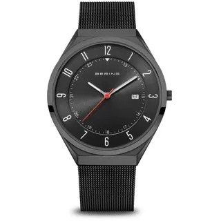 Bering Herren Armbanduhr Ultra Slim 40 mm 3 ATM Saphirglas Slim Design Armband Milanaise 18740-222 - Schwarz
