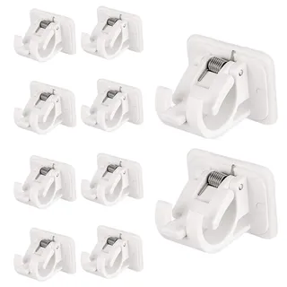 10 Stücke Vorhang Haken Halter, Selbstklebende Gardinen Stangen Halterung, Festsetzung Stangen Halter, für Wohnzimmer, Schlafzimmer, Bad, Hotel
