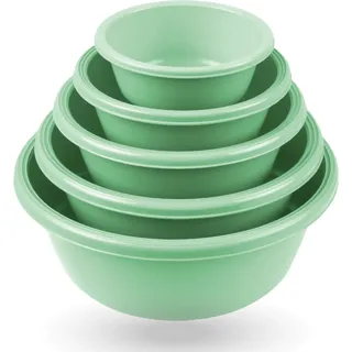 Rührschüssel im ( 5er ) Set, Teigschüsseln, 5er-pack Kunststoff Mixing Bowl Set ( 0,7L - 6L ), Stapelbare Salatschüssel Servierschalen für Küche - Grün