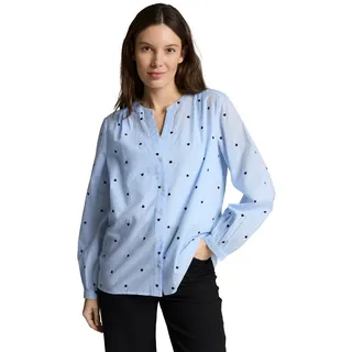 Klassische Bluse TOM TAILOR, Damen, Gr. 36, blau heart design, Web, Obermaterial: 100% Baumwolle, bedruckt, regular fit normal, Manschette, Blusen Klassische Bluse, mit All-Over Print