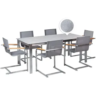 Beliani Gartenmöbel Set 6-tlg. Grau/Silber
