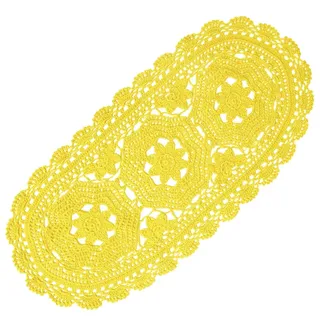 BOMHCS Ovale Spitzendeckchen, Breite 22,9 cm bis 27,9 cm, Länge 55,9 cm bis 58,4 cm, handgefertigt, gehäkelt, Erntedankfest, Tischläufer, Blume, Küche, Tischsets (1, gelb)