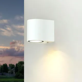 Licht-Erlebnisse Moderne Außenwandleuchte AALBORG Down Spot rund Weiß - Weiß