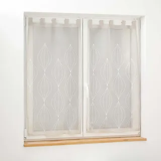 Douceur d'Intérieur Galactee Schlaufenvorhang, durchscheinend, 2 Stück (2 x 60 x 90 cm), Taupe, bestickter Sablé-Voile