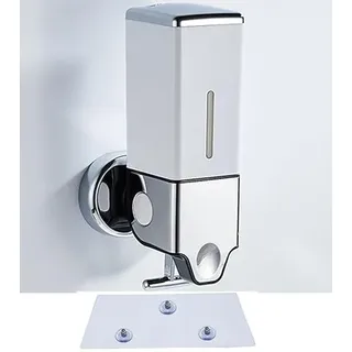 No Drill Manueller Presskopf an der Wand befestigter Seifenspender, Dusch- und Lotionspender für Zuhause, Bad, Küche, Hotels, Restaurants (Silber, 500ml)