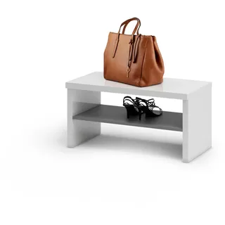 Schuhbank HOME AFFAIRE "ATRIUM, Garderobenbank, Sitzbank mit Schuhablage, Hochglanz lackiert", weiß (weiß hgl, anthrazit matt), B:80cm H:40cm T:40cm, Holzwerkstoff, Sitzbänke, Schuhbank, Maße (B/T/H) 80/40/40 cm, Absetzung Schuhablage anthrazit