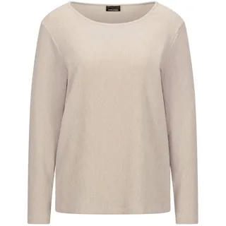 Langarmshirt GOLDNER "Kurzgröße Langarm Melange Jersey-Oberteil", Damen, Gr. 23, beige, Obermaterial: 76% Polyester PES. 20% Viskose CV. 4% Elasthan EL., Modisch, U-Boot-Ausschnitt, Shirts Langarmshirt, U-Boot-Ausschnitt