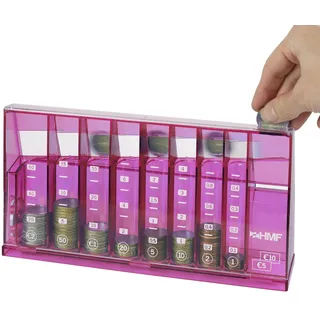 HMF 4710-15 Münzsortierer Euro Spardose 24,0 x 5,0 x 12,0 cm, pink