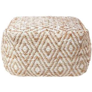 Homescapes Sitzpouf Sierra mit Ethno-Muster, 60/60/30 cm , Beige , Textil , Quadratisch , 60x30x60 cm , Wohnzimmer, Sessel, Hocker & Hockerbänke, Poufs