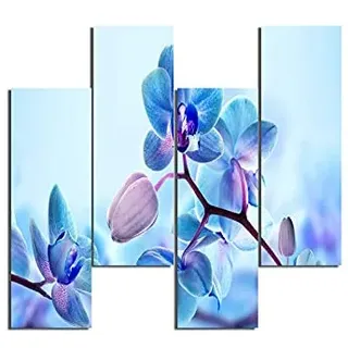 Homemania HM204PMDF18 4-teiliges Blumenbild mit Musik, Wohnzimmer, Schlafzimmer, Mehrfarbig, MDF, 76 x 0,3 x 50 cm