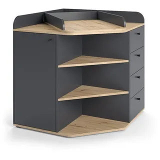 Vicco Wickelkommode Aria Anthrazit 85 x 90 cm mit Regalen und 4 Schubladen , Holzwerkstoff , Rechteckig , 85x90x85 cm , Babymöbel & Kindermöbel, Babyzimmer, Wickelkommoden & Zubehör, Wickelkommoden
