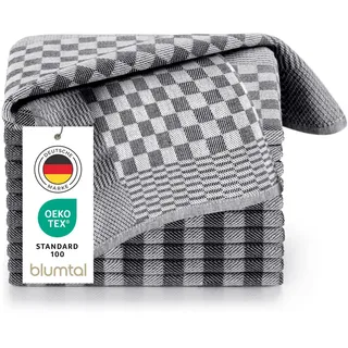 Blumtal Geschirrtücher Baumwolle 50x70 cm im 5er Set - Oeko-TEX zertifizierte Küchentücher - extrem saugstarke Geschirrhandtücher - Küchenhandtücher waschbar 95 °C - Geschirrtuch Schwarz-Weiß Karo