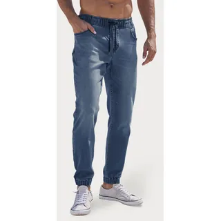 Jogger Pants JOHN DEVIN "Jogg Pants", Herren, Gr. L (52/54), N-Gr, blau (blau, denim), Jeans, Obermaterial: 65% Baumwolle, 33% Polyester, 2% Elasthan, unifarben, bequem lang, Hosen Jogger Pants, Joggpants mit elastischem Bund aus weicher Stretch-Qualität, Topseller