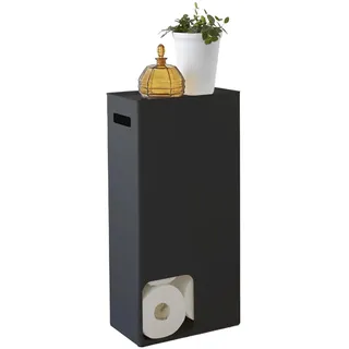 Yamazaki Tower Toilettenpapierhalter, schwarz | Stahl, Automatisches Nachrollen, für ca. 8 Rollen, Einfaches Nachfüllen 12,5 x 23 x 48 cm, Japanisches Design