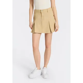 Minirock HUGO BLUE "Rundale", Damen, Gr. 32, open beige 280, Twill, Obermaterial: 100% Baumwolle, unifarben, mini, Röcke Minirock, mit Falten, Mid Waist