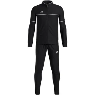 Under Armour Trainingsanzug Challenger Tracksuit, atmungsaktiver Jogginganzug aus Strickstoff, komfortabler mit Taschen für Jungen,Black - Black / White - 10-12 Jahre