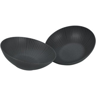 CreaTable CreaTable, 33045, Vesuvio black, 2-teiliges Geschirrset, Salatschüssel Set aus Steinzeug