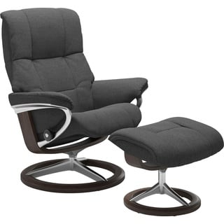 Stressless® Relaxsessel »Mayfair«, (Set, Relaxsessel mit Hocker), mit Hocker, mit Signature Base, Größe S, M & L, Gestell Wenge, grau