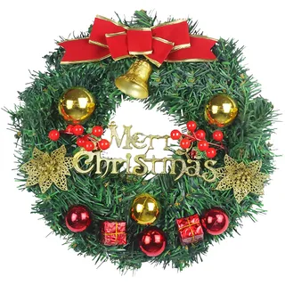 Türkranz Weihnachten, 30cm Weihnachtskranz Tür Fenster & Wand Christmas Decorations, Künstlicher Weihnachts Türkranz mit Beeren, Weihnachtsdeko für Innen & Außen, Tischdekoration