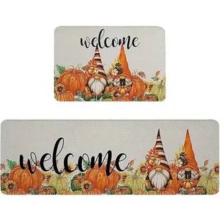 Herbst Deko Fußmatte Kürbis Herbst Deko Türmatte 2er Set Herbst Fußabtreter Willkommensmatte Indoor Outdoor Bunt Rutschfest Türmatte Schlafzimmer