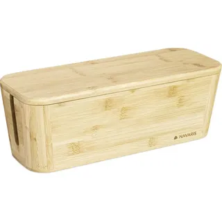 Navaris Bambus Kabelbox mit Deckel 34,5 x 13,5 x 12,5 cm 1-tlg. braun