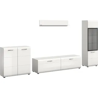 Home Affaire "FLORENZ, 4-teilige Wohn-Kombination, hochwertige MDF-Front", weiß hochglanz tiefzieh, B:305cm H:160cm T:41cm, Holzwerkstoff, Kastenmöbel-Sets, Wohnwand, Wohn-Kombination, Wohnzimmer-Möbel, Wohnzimmer,Kombination, Kombi