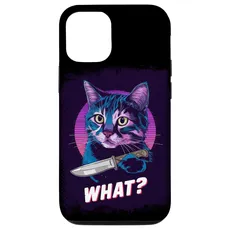 Hülle für iPhone 15 Halloween Katze Messer Design Witzige Tier Katzen