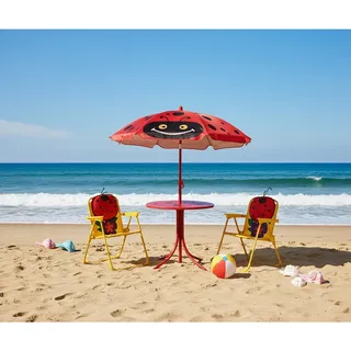 Siena Garden Kinder-Gartenset , Rot , Metall, Textil , 4-teilig , Kinder , wetterbeständig, platzsparend verstaubar , Gartenmöbel, Kinder-Gartenmöbel