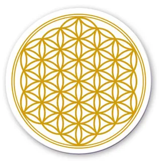 Untersetzer für Tassen Tisch Bar Glas 4er Set Blume des Lebens Mandala Gold, Durchmesser 95mm