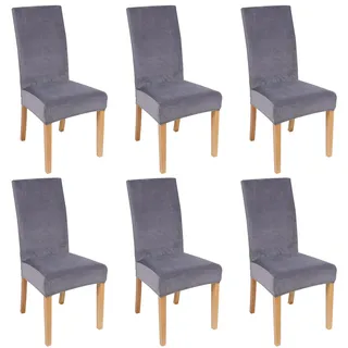 Smiry Velvet Stretch Esszimmer Stuhlhussen, Weiche abnehmbare waschbar Esszimmerstühle Schonbezüge, 6er Set, Silber-Grau
