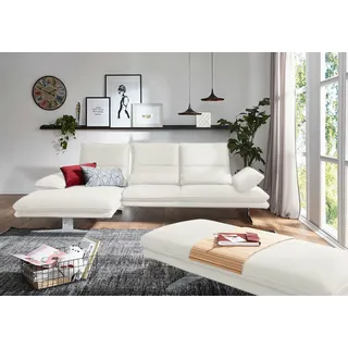 W.SCHILLIG Ecksofa "broadway, Designsofa mit tollem Sitzkomfort, L-Form" Sitztiefenverstellung, Kopfteil- & Seitenteilverstellung, Breite 291cm, weiß z59