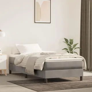 Boxspringbett mit Matratze Hellgrau 90x200 cm Samt - Grau