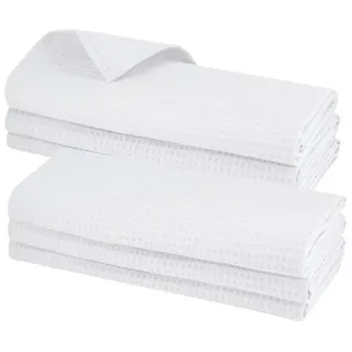 ENGELLAND 6x Geschirrtuch aus 100% Baumwolle Waffel-Piqué in weiss