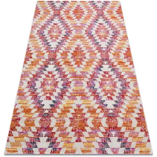 Modern Teppich MUNDO D7591 Diamanten 3D Outdoor rosa / beige Mehrfarben 160x220 cm - Bunt