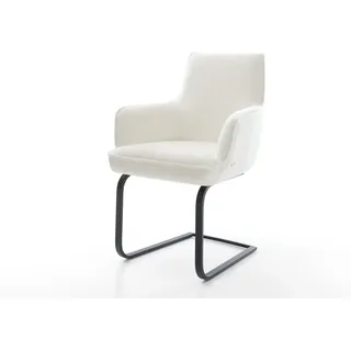 Freischwinger Heira-Flex mit Armlehnen Bouclé Soft Beige Freischwinger flach Schwarz Taschenfederkern