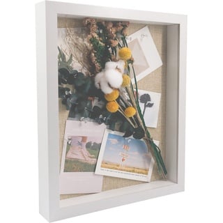 GraduatePro Bilderrahmen zum Befüllen Tief für Objektrahmen Weiß mit Glas Hochzeit 3D Box Deko Wand Oder Schreibtisch Family Geschenk 28x35 cm