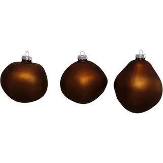 Leonique Weihnachtsbaumkugel »Birdelle matt, Weihnachtsdeko, Christbaumschmuck, Christbaumkugeln«, (Set, 3 St.), Baumkugeln in organischer Form, Ø 10 cm, organische Kugeln aus Glas, braun