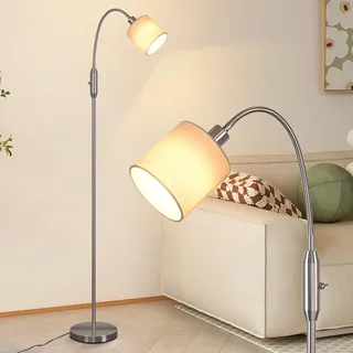 Glitzerlife Stehlampe Leselampe bogenleuchte Vintage - Bogenlampe Wohnzimmer E14 Silber Stehleuchte Industrial 1 Flammig 360° Drehbarer Lampenschirm Standlampe Schlafzimmer Ohne Leuchtmittel