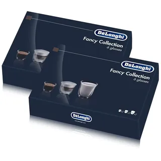 Delonghi Fancy Box 6er Set Thermo Gläser - Espresso, Cappuccino, Latte Macchiato Gläser DLSC302 (2er Pack)