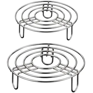 2 Stück Kochständer Runde,Edelstahl Einlegerost Kochständer,dämpfeinsatz,dampfeinsatz für Topf,topfuntersetzer Metall,Zubehör für Töpfe für Backen Kochen Braten