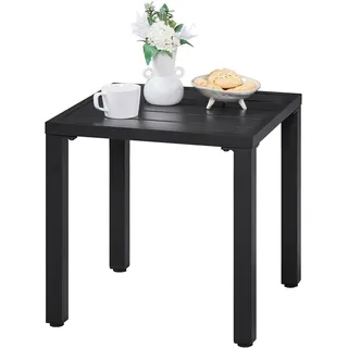 Yaheetech Beistelltisch Garten Outdoor-Tisch aus Metall Quadratischer Gartentisch Kompakter Tisch 45×45×45,5 cm LxBxH, Schwarz - Schwarz