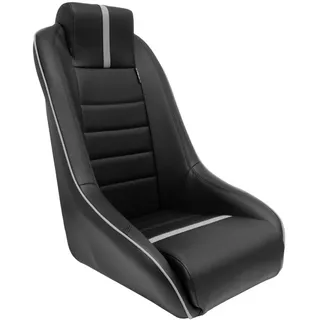 AUTO-STYLE Sportsitze 'Classic RS' - Schwarz/Grau Kunstleder - Feste Rückenlehne + Integrierte Kopfstütze - inkl. Laufschienen