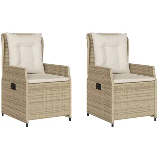 vidaXL Gartensessel 2 Stk. Verstellbar Beige Poly Rattan - Beige