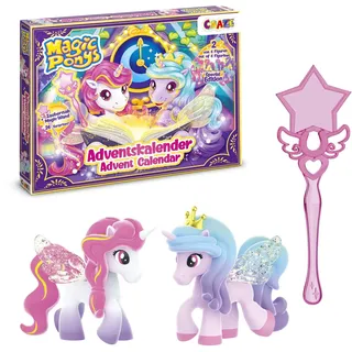 Craze MAGIC PONYS Adventskalender für Kinder, Adventskalender für Mädchen mit Spielzeug & Zubehör, inkl. 2x Pony-Figuren zum Sammeln