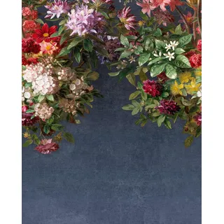 Rasch Tapete 360998 - Fototapete auf Vlies mit Blumen und Blättern in Blau, Rot, Grün und Creme aus der Kollektion Magicwalls - 2,65 m x 2,12 m (LxB)