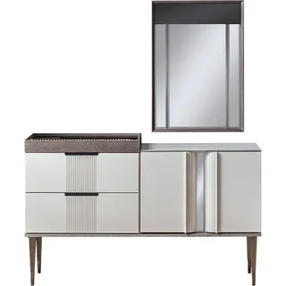 Design Schminktisch mit Spiegel Luxus Schlafzimmer Möbel 2tlg. Stil - Beige