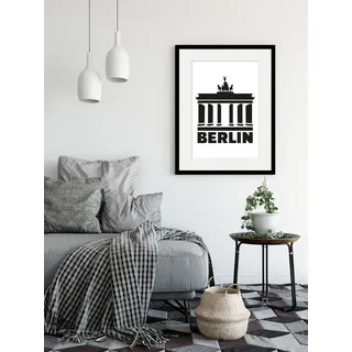 queence Bild »Berlin Brandenburger Tor« Berlin   Deutschland   Gebäude   Schriftzug   Stadt   Städte 1 Stk. tlg. HD Premium Poster-Druck inkl. Holzrahmen, weiß